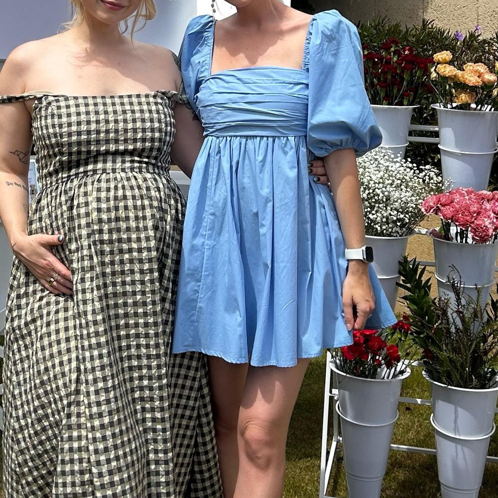 Blue Billow Sleeve Dress